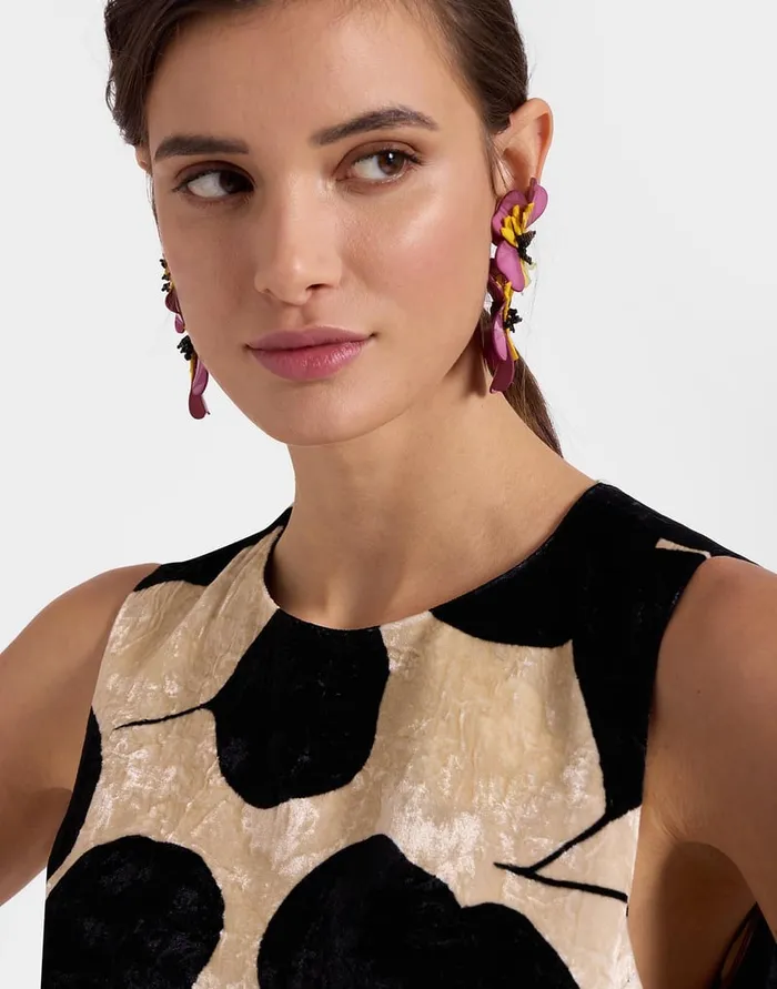 La Doublej La Scala High Dress Lunaria Light Pink In Crushed Velvet With Feathers Women Dresses