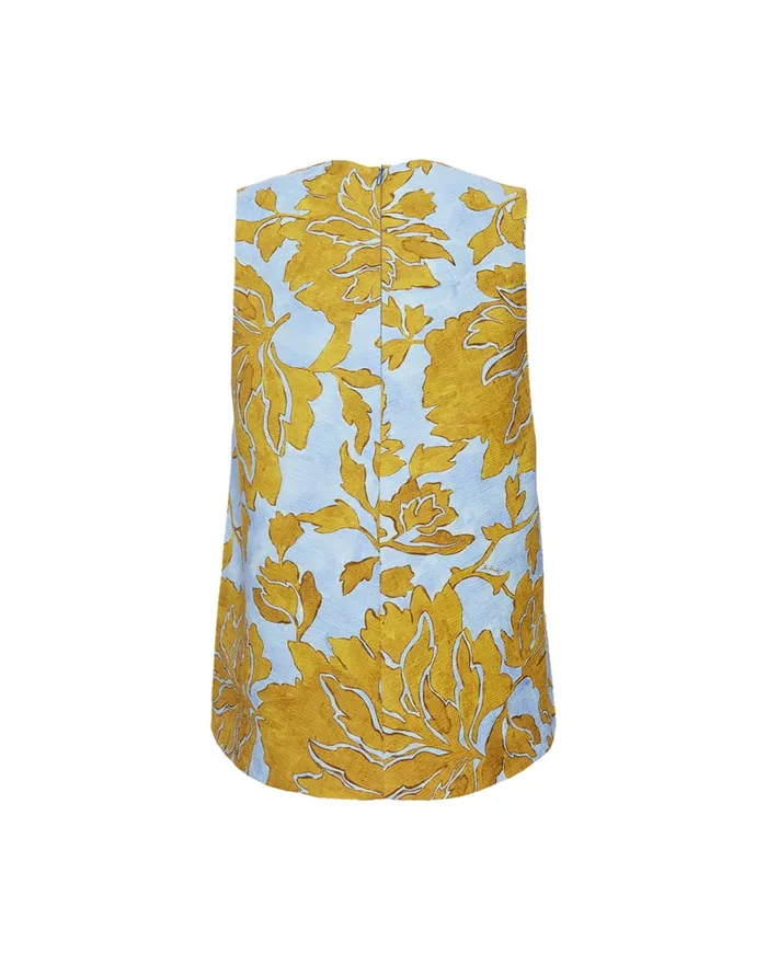 La Doublej La Scala Top Tangle Light Blue In Shot Cotton Women Shirts and Tops