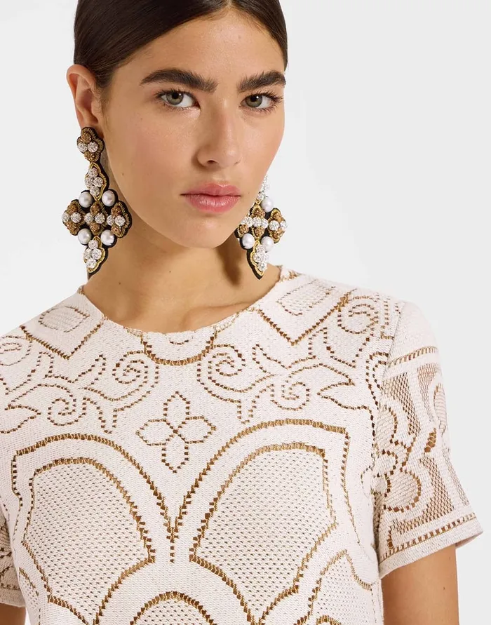 La Doublej Lacey Mini Swing Dress Solid White Smoke In Embroidered Cotton Women Dresses