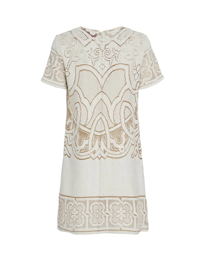 La Doublej Lacey Mini Swing Dress Solid White Smoke In Embroidered Cotton Women Dresses