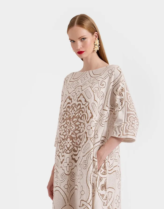 La Doublej Lacey Muumuu Dress Solid White Smoke In Embroidered Cotton Women Dresses