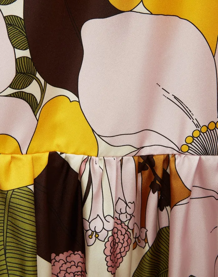 La Doublej Long And Sassy Dress Big Flower Rose In Silk Twill Women Dresses