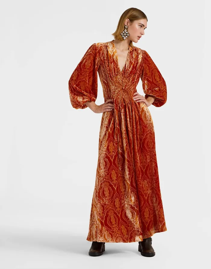 La Doublej Long Camerino Dress Banquet Orange In Devor Women Party Dressing