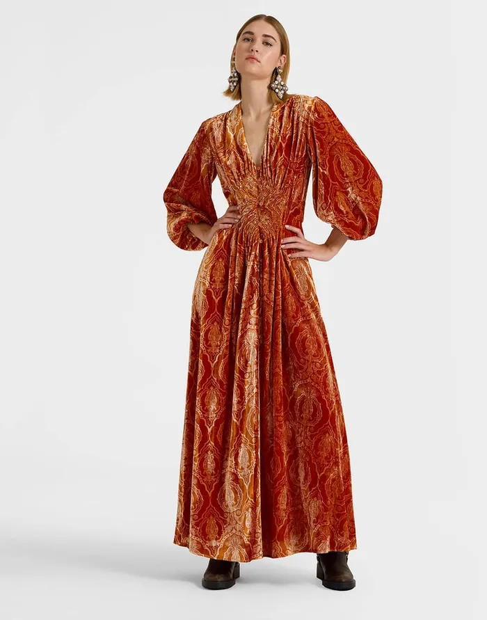 La Doublej Long Camerino Dress Banquet Orange In Devor Women Party Dressing