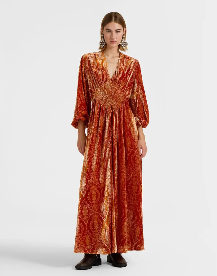 La Doublej Long Camerino Dress Banquet Orange In Devor Women Party Dressing