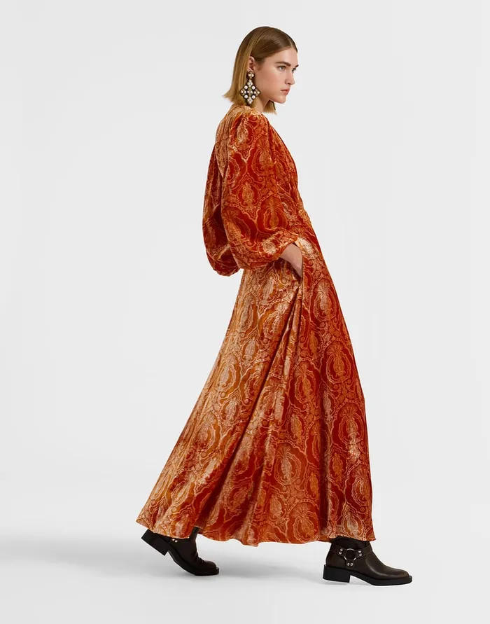 La Doublej Long Camerino Dress Banquet Orange In Devor Women Party Dressing