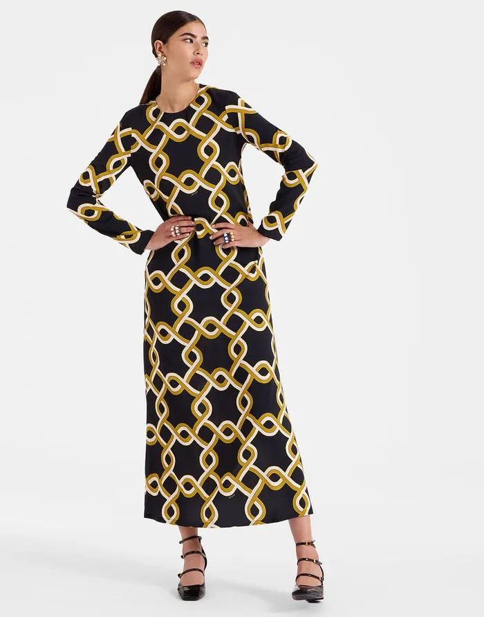 La Doublej Long Sleeve Swing Dress Tackle Black In Sabl Women Dresses