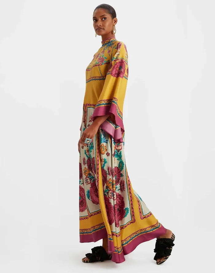 La Doublej Magnifico Dress Zodiac Place Marigold In Silk Twill Women Dresses