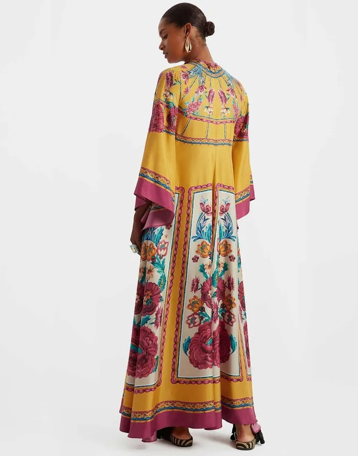 La Doublej Magnifico Dress Zodiac Place Marigold In Silk Twill Women Dresses