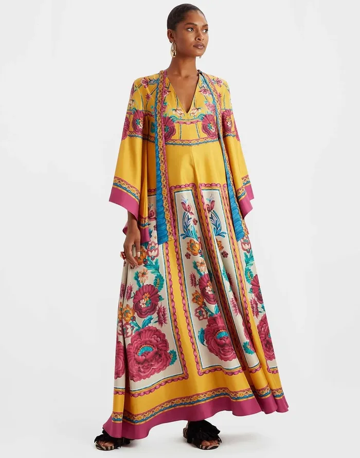 La Doublej Magnifico Dress Zodiac Place Marigold In Silk Twill Women Dresses