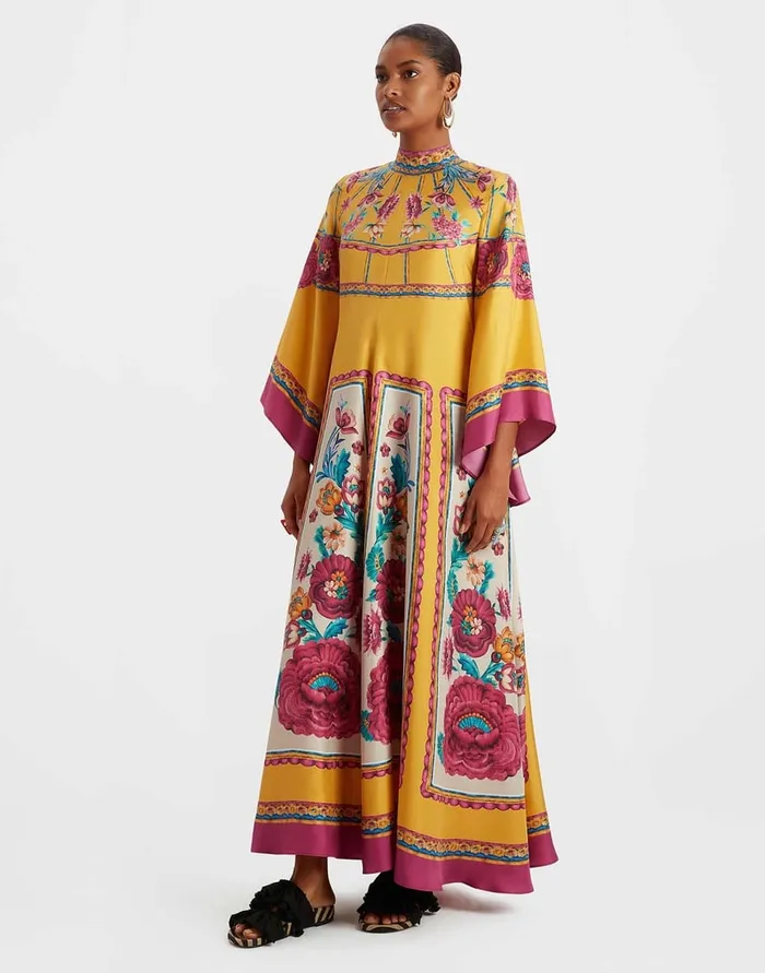 La Doublej Magnifico Dress Zodiac Place Marigold In Silk Twill Women Dresses