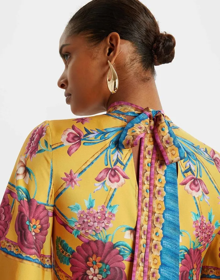 La Doublej Magnifico Dress Zodiac Place Marigold In Silk Twill Women Dresses