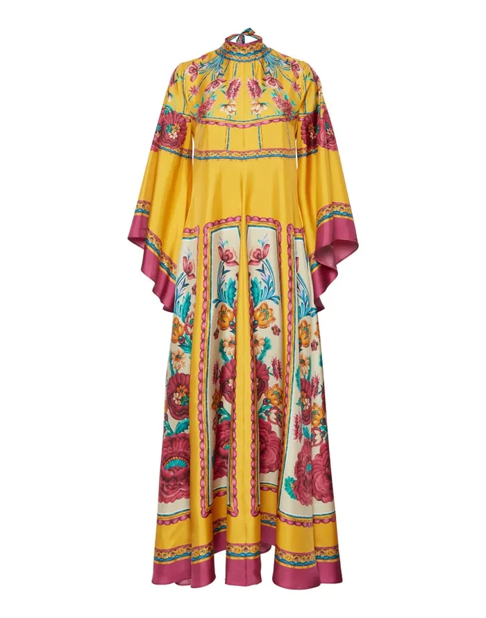 La Doublej Magnifico Dress Zodiac Place Marigold In Silk Twill Women Dresses