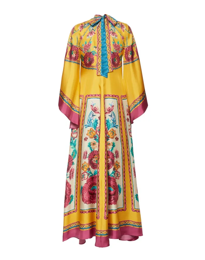 La Doublej Magnifico Dress Zodiac Place Marigold In Silk Twill Women Dresses