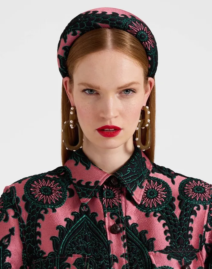 La Doublej Medici Headband Oltrarno Pink In Jacquard Women Hair Accessories