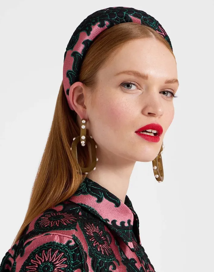 La Doublej Medici Headband Oltrarno Pink In Jacquard Women Hair Accessories