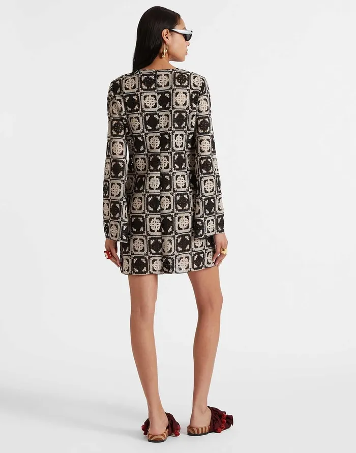 La Doublej Mini Supreme Swing Dress Mini Tiles Black In Macram Women Dresses