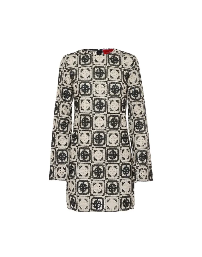 La Doublej Mini Supreme Swing Dress Mini Tiles Black In Macram Women Dresses