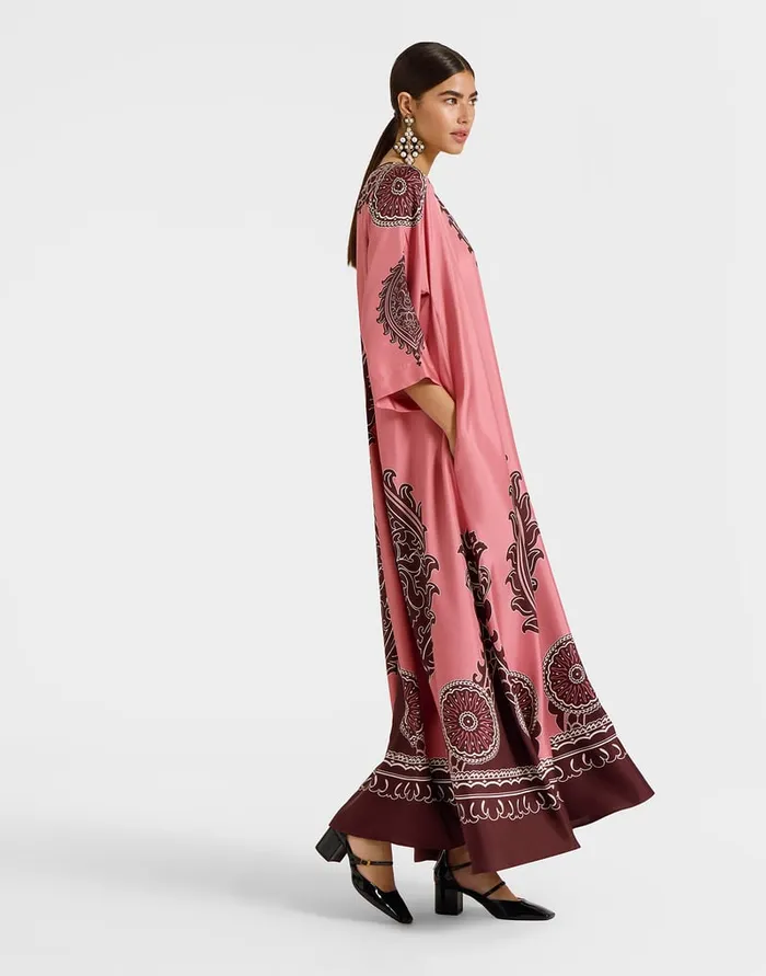 La Doublej Muumuu Dress Oltrarno Place Pink In Silk Twill Women Party Dressing