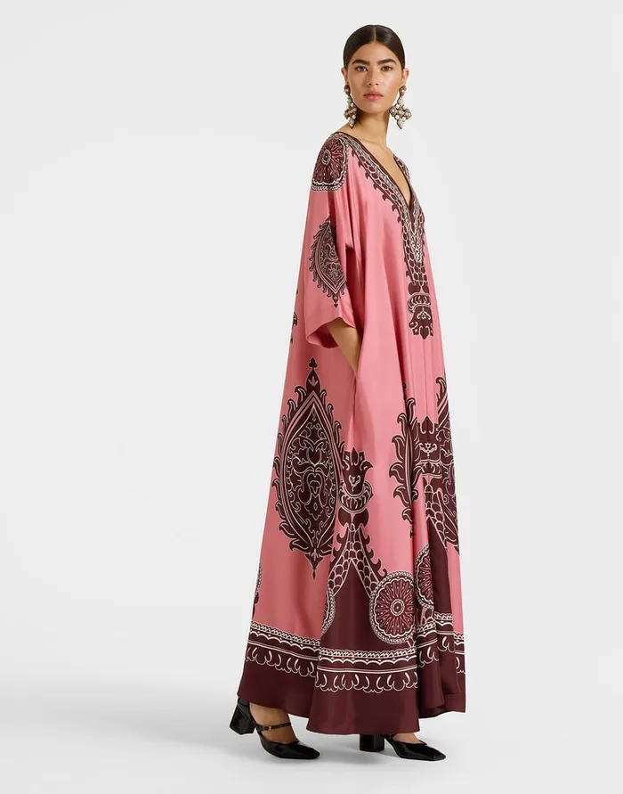 La Doublej Muumuu Dress Oltrarno Place Pink In Silk Twill Women Party Dressing