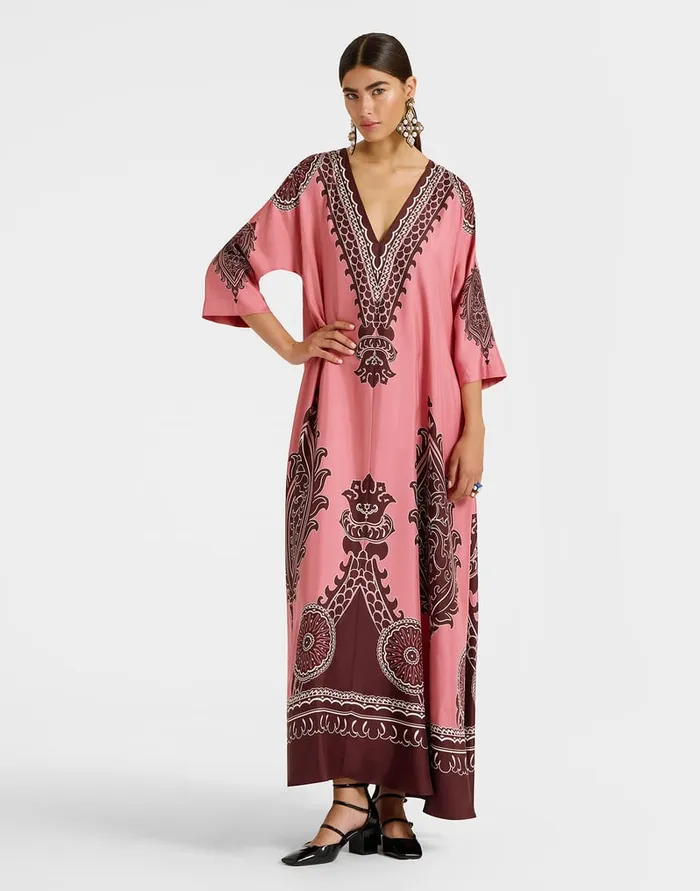 La Doublej Muumuu Dress Oltrarno Place Pink In Silk Twill Women Party Dressing