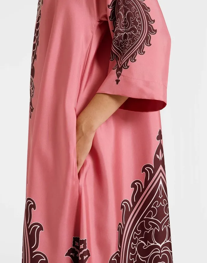 La Doublej Muumuu Dress Oltrarno Place Pink In Silk Twill Women Party Dressing