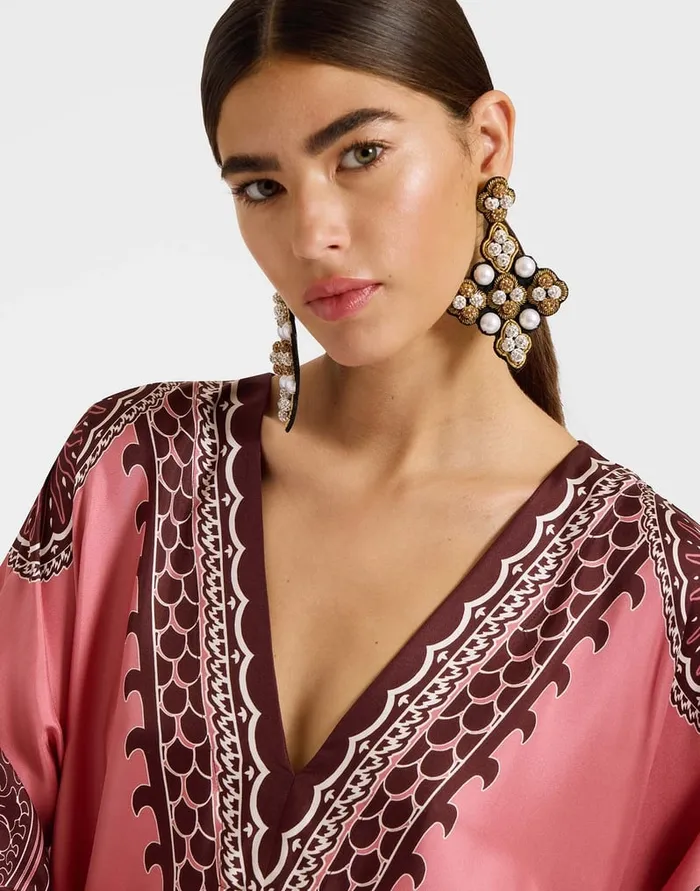 La Doublej Muumuu Dress Oltrarno Place Pink In Silk Twill Women Party Dressing