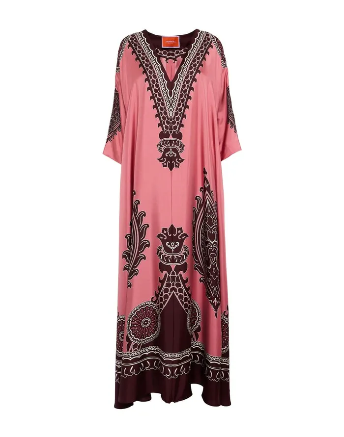 La Doublej Muumuu Dress Oltrarno Place Pink In Silk Twill Women Party Dressing