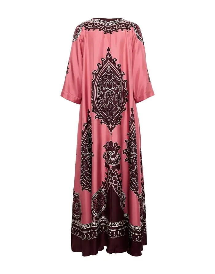 La Doublej Muumuu Dress Oltrarno Place Pink In Silk Twill Women Party Dressing