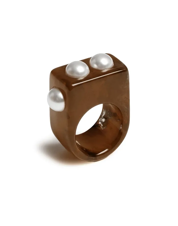 La Doublej Nefertiti Ring Solid Tortoiseshell In Acrylic Resin Women Jewelry