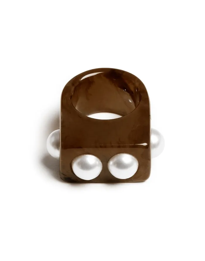 La Doublej Nefertiti Ring Solid Tortoiseshell In Acrylic Resin Women Jewelry