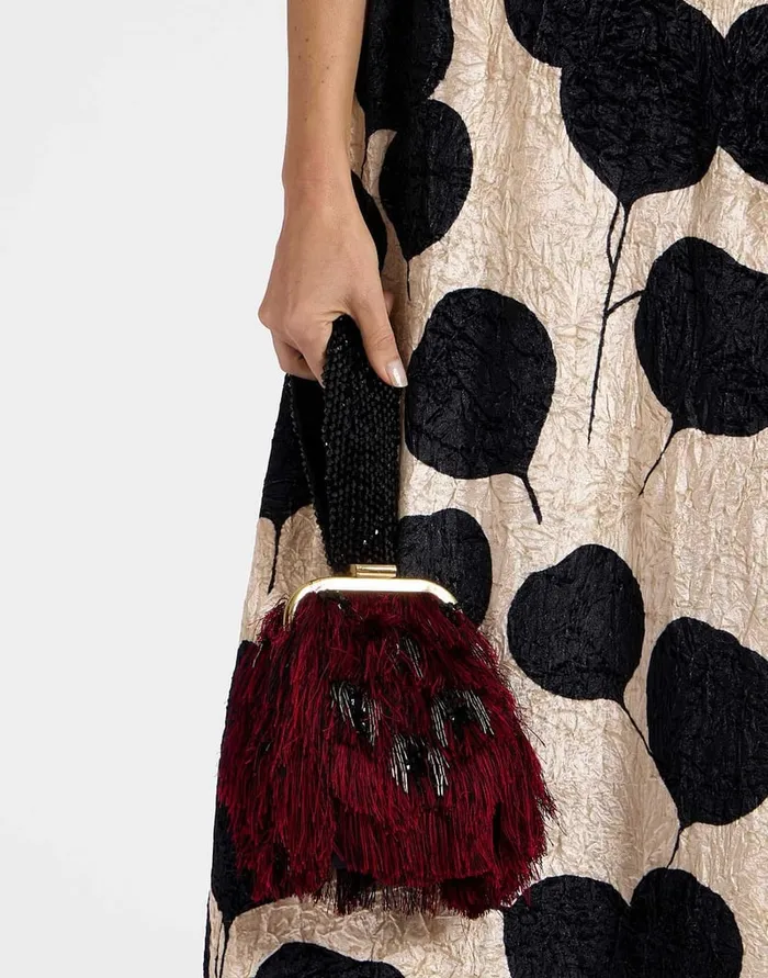 La Doublej Palazzo Mini Bag Fuzzy Leopard Black In Embroidered Women Bags and Pochettes