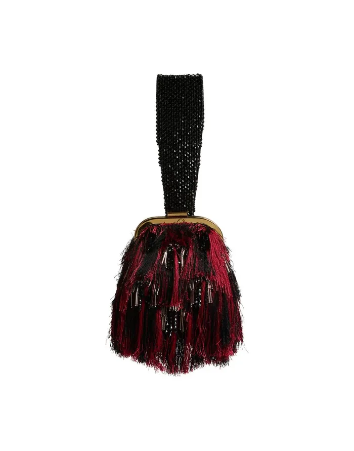 La Doublej Palazzo Mini Bag Fuzzy Leopard Black In Embroidered Women Bags and Pochettes