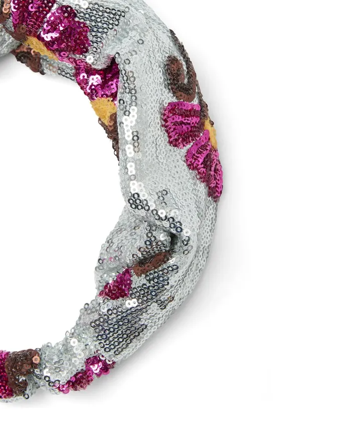 La Doublej Pinup Headband Silver In Textured Sequins Women Hair Accessories