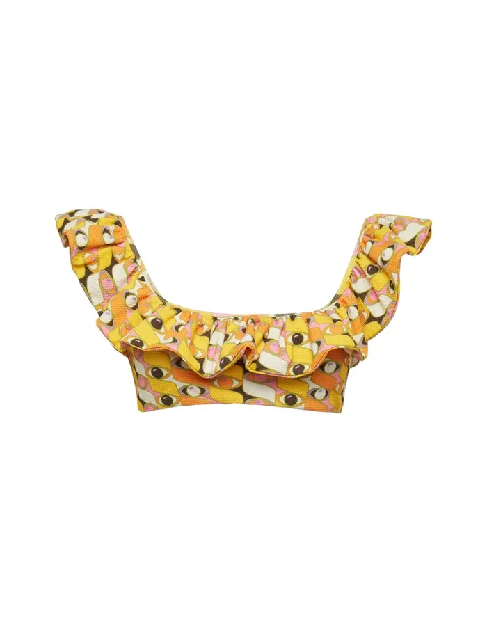 La Doublej Ruffle Bikini Top Third Eye In Lycra Women Swimwear