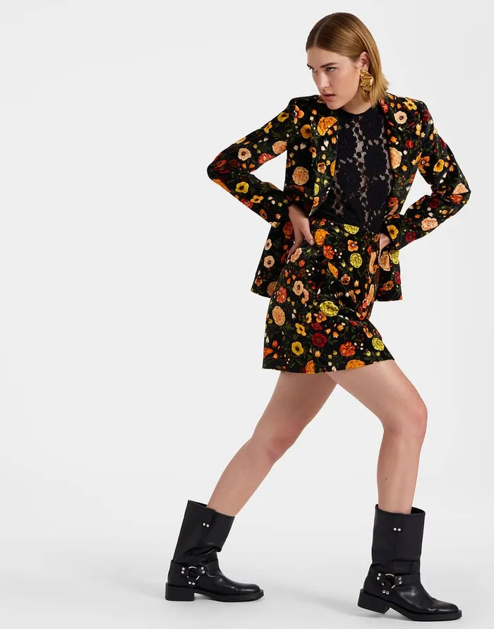 La Doublej Short Skirt Botticelli Black In Cotton Velvet Women Skirts