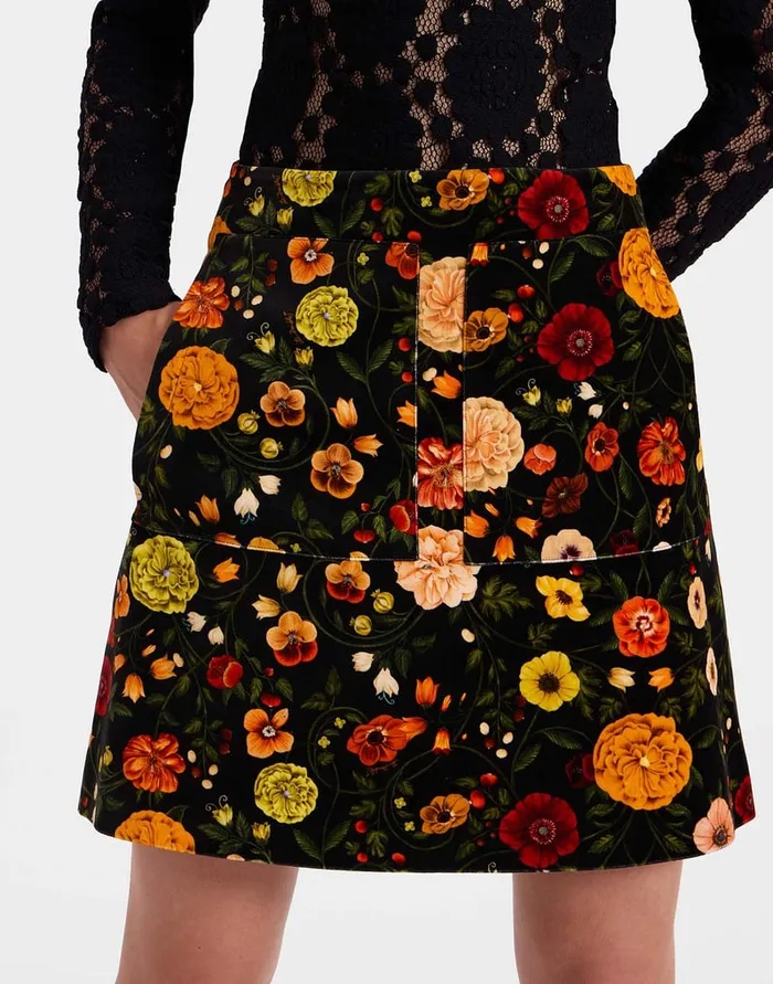 La Doublej Short Skirt Botticelli Black In Cotton Velvet Women Skirts