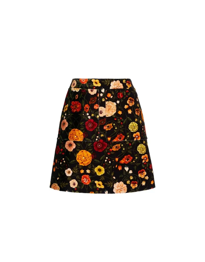 La Doublej Short Skirt Botticelli Black In Cotton Velvet Women Skirts
