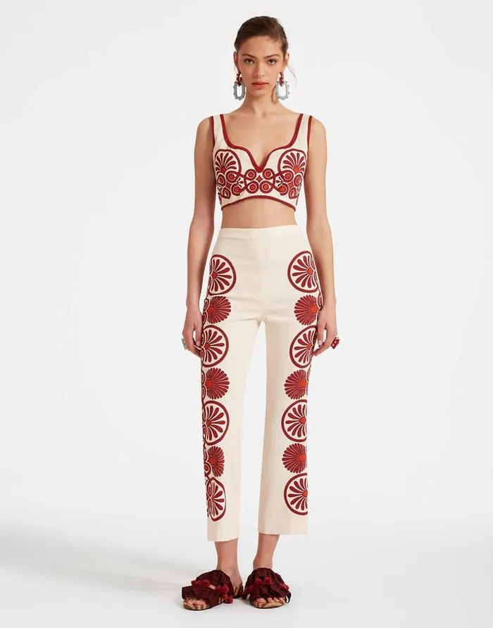 La Doublej Stretch Pants Medallion Place Cream In Envers Satin Women Shorts and Pants