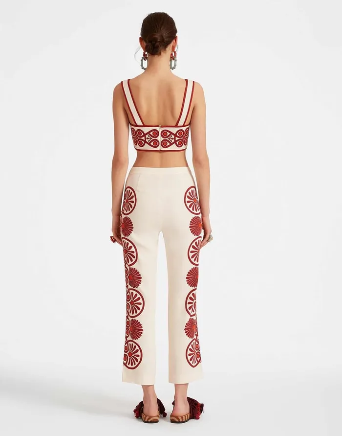 La Doublej Stretch Pants Medallion Place Cream In Envers Satin Women Shorts and Pants