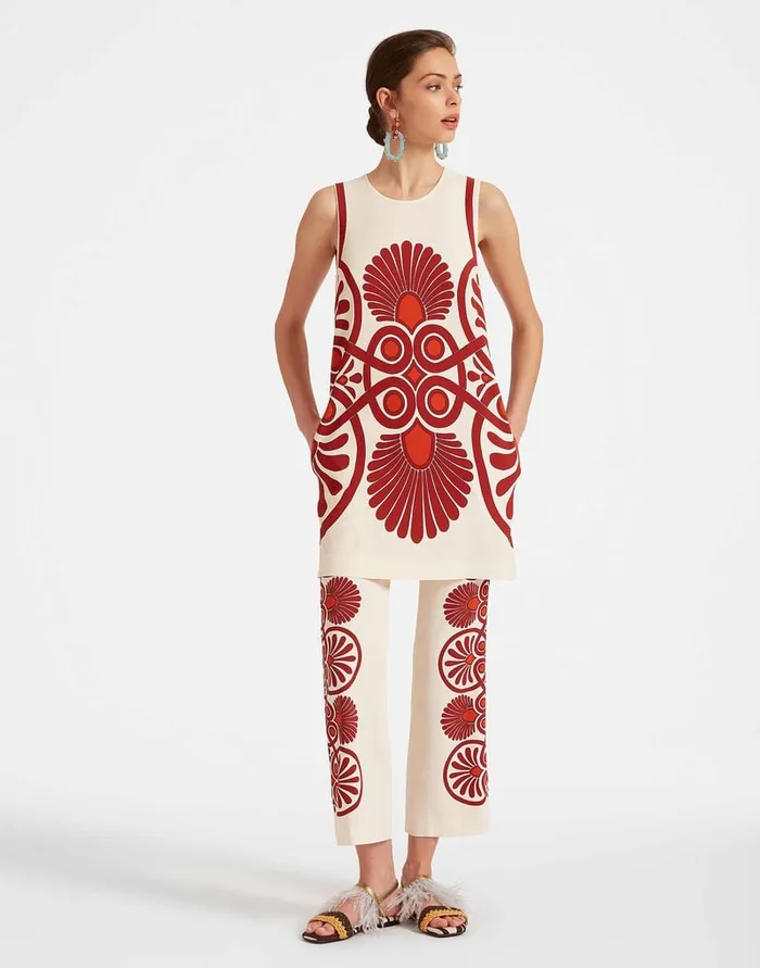 La Doublej Stretch Pants Medallion Place Cream In Envers Satin Women Shorts and Pants