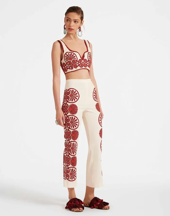 La Doublej Stretch Pants Medallion Place Cream In Envers Satin Women Shorts and Pants