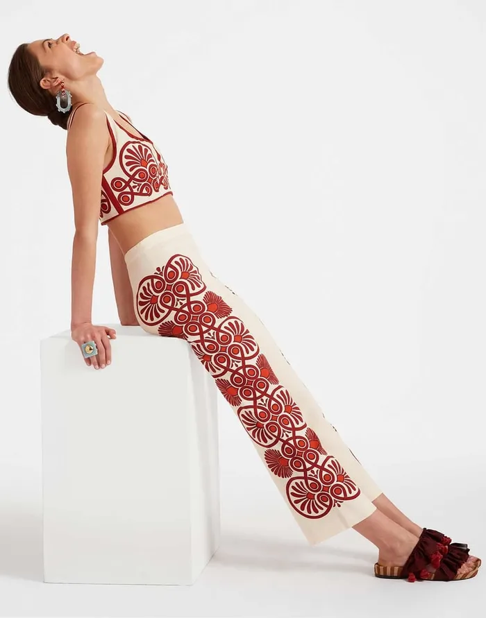 La Doublej Stretch Pants Medallion Place Cream In Envers Satin Women Shorts and Pants