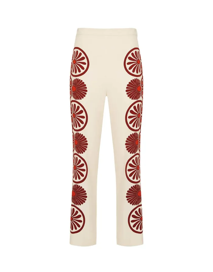 La Doublej Stretch Pants Medallion Place Cream In Envers Satin Women Shorts and Pants