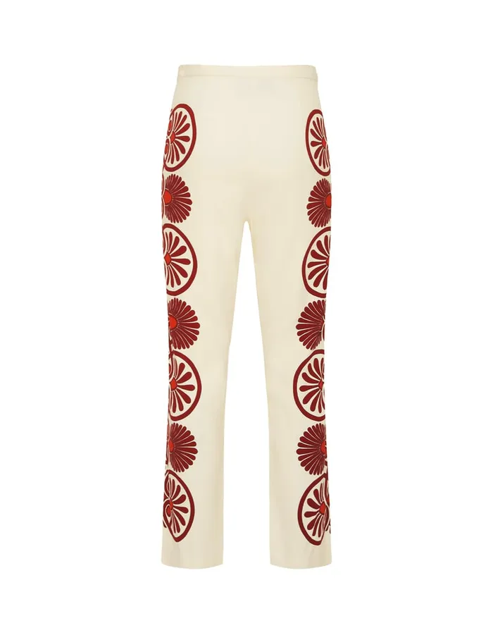 La Doublej Stretch Pants Medallion Place Cream In Envers Satin Women Shorts and Pants