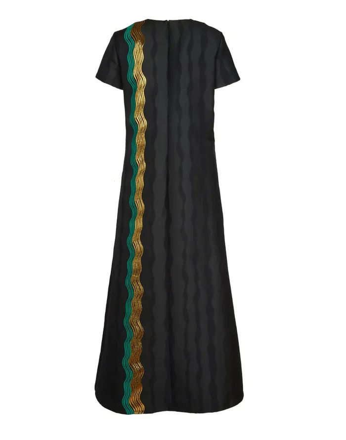 La Doublej Super Swing Dress The Nile Black In Jacquard Women Dresses