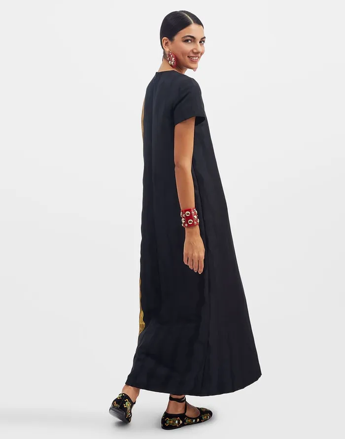 La Doublej Super Swing Dress The Nile Black In Jacquard Women Dresses