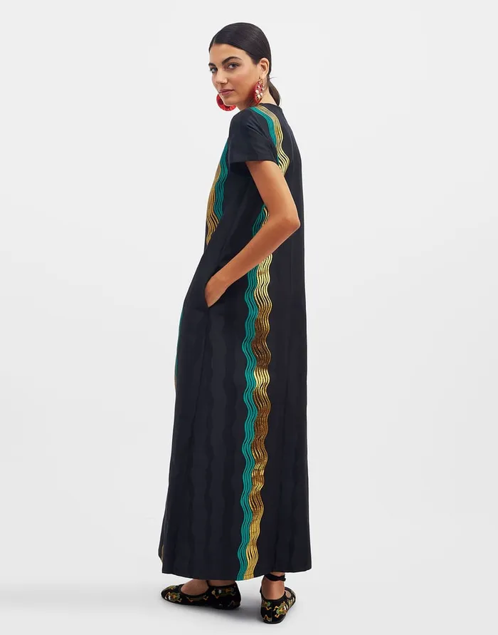 La Doublej Super Swing Dress The Nile Black In Jacquard Women Dresses