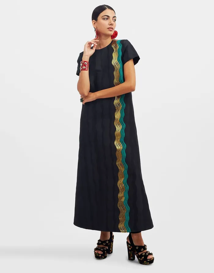 La Doublej Super Swing Dress The Nile Black In Jacquard Women Dresses