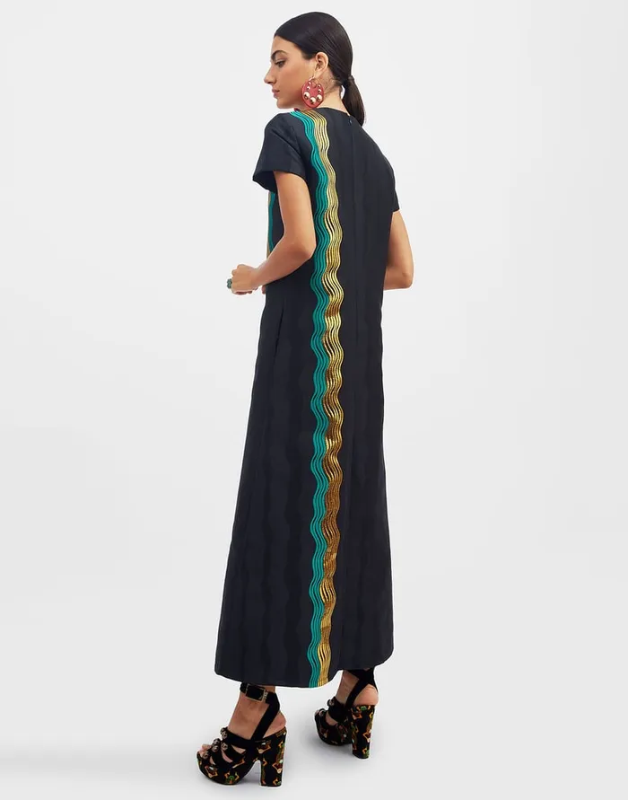 La Doublej Super Swing Dress The Nile Black In Jacquard Women Dresses